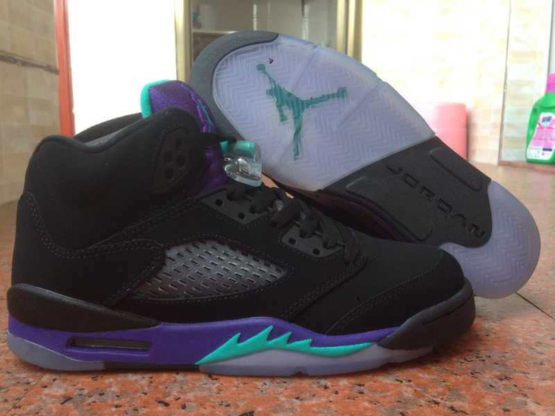 Authentic Air Jordan 5 Black Purple Blue For Women - Click Image to Close