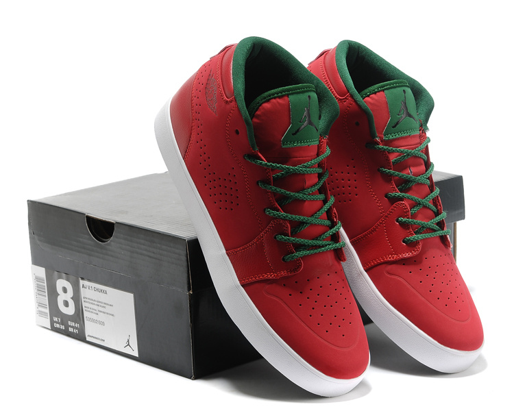 Casual Jordan 1 Red Green Shoes - Click Image to Close