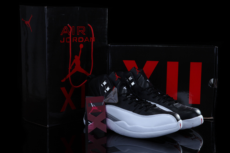 Chalcedony Air Jordan 12 Black White Shoes