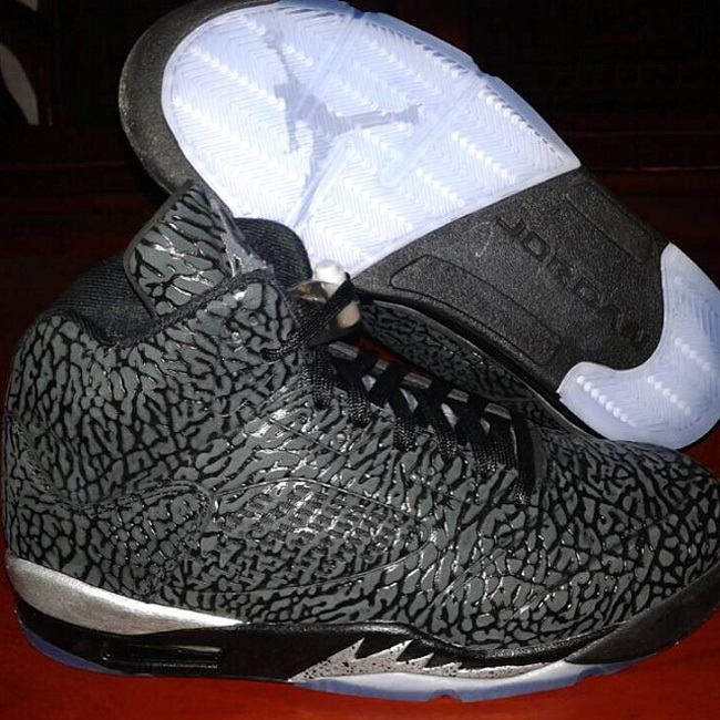 Cheetah Print Jordan 5 Black Silver Shoes