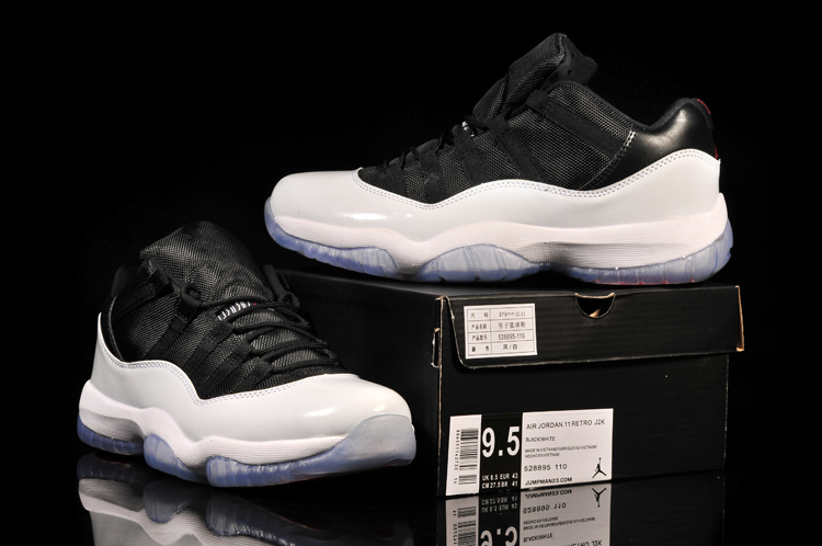 Classic Air Jordan 11 Low Reissue Black Grey Shoes - Click Image to Close