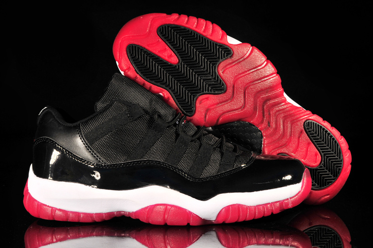 Classic Air Jordan 11 Low Reissue Black White Red Shoes - Click Image to Close