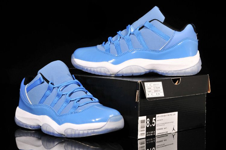 Classic Air Jordan 11 Low Reissue Blue White Shoes - Click Image to Close