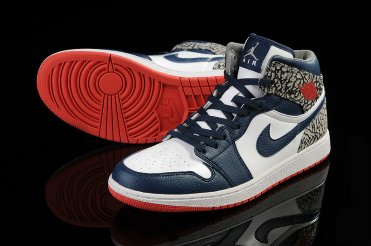Classic Crack Jordan 1 Independence Day White Blue Red Shoes - Click Image to Close