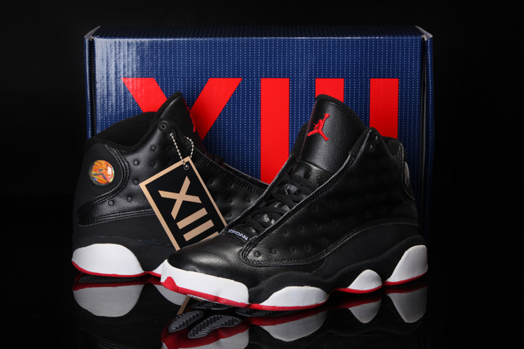 Cool Summer Air Jordan 13 Black White Red Shoes - Click Image to Close