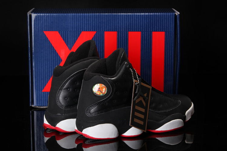 Cool Summer Air Jordan 13 Black White Red Shoes - Click Image to Close