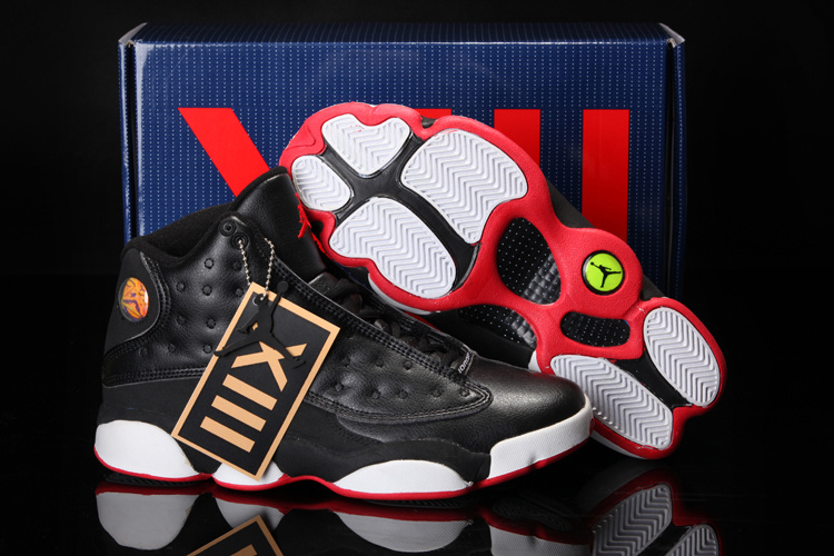 Cool Summer Air Jordan 13 Black White Red Shoes - Click Image to Close