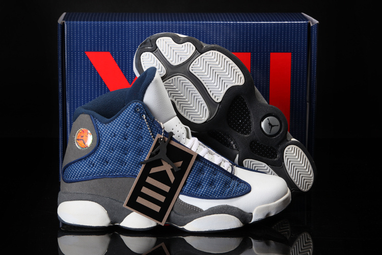 Cool Summer Air Jordan 13 White Blue Grey Shoes - Click Image to Close