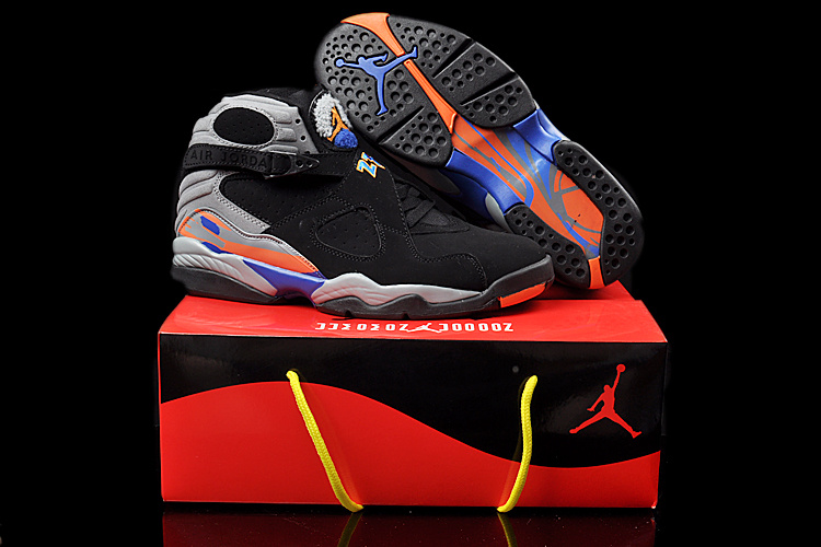 Duplicate Air Jordan 8 Black Grey Orange Shoes - Click Image to Close