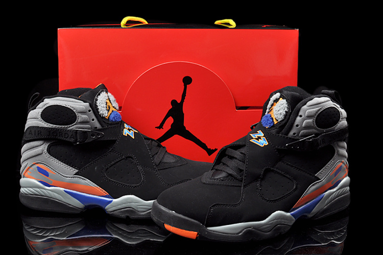 Duplicate Air Jordan 8 Black Grey Orange Shoes