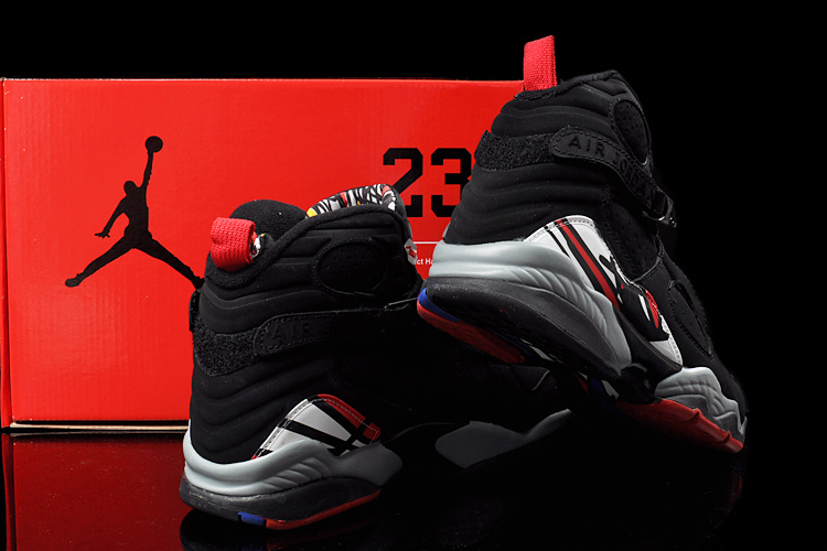 Duplicate Air Jordan 8 Black Grey Red Shoes - Click Image to Close