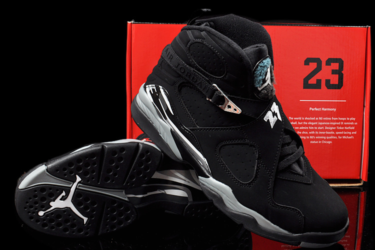 Duplicate Air Jordan 8 Black Grey Shoes - Click Image to Close