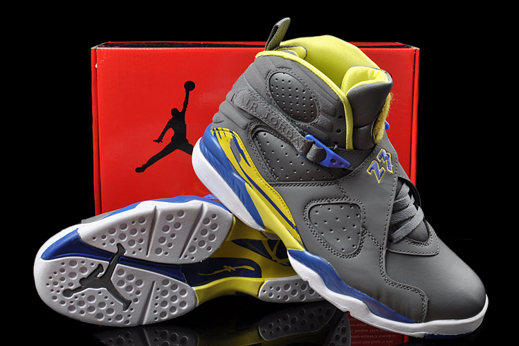 Duplicate Air Jordan 8 Grey White Yellow Shoes