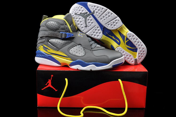 Duplicate Air Jordan 8 Grey White Yellow Shoes - Click Image to Close