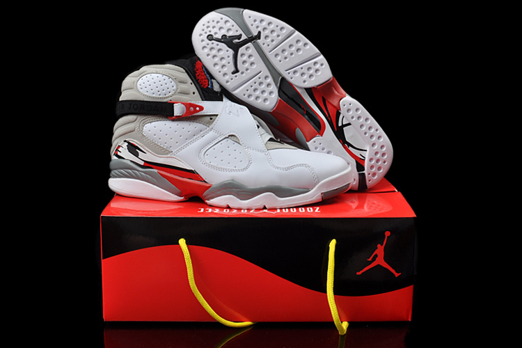 Duplicate Air Jordan 8 White Grey Red Shoes