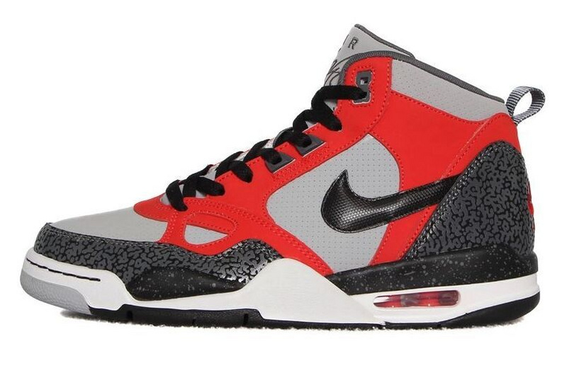 F Nike Flight13 Mid Jordan 4 Red Grey Black Shoes - Click Image to Close