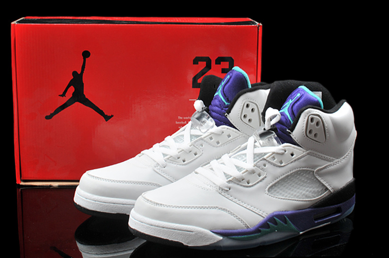 New Arrival Hardback Air Jordan 5 White Purple Shoes