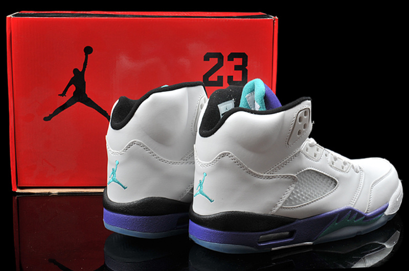 New Arrival Hardback Air Jordan 5 White Purple Shoes - Click Image to Close