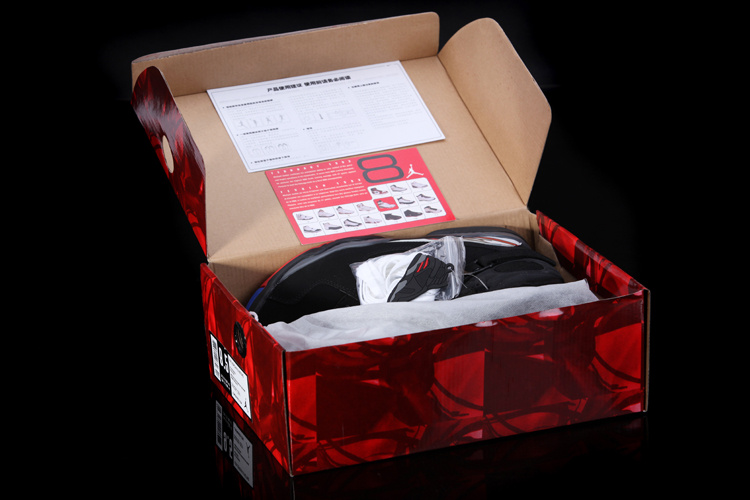 Hardback Air Jordan 8 Black White Red Shoes - Click Image to Close