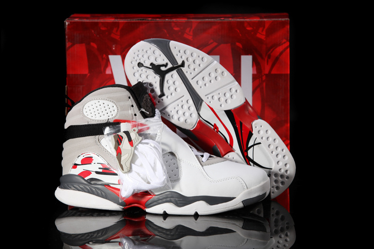 Hardback Air Jordan 8 White Grey Red Shoes