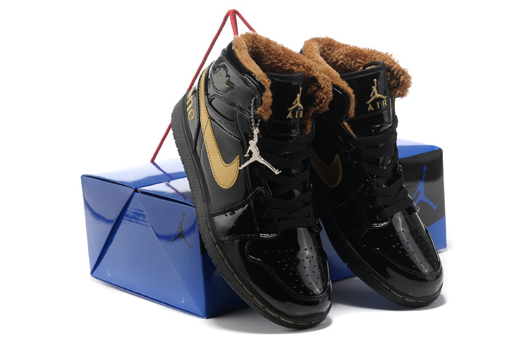 Hardcover Air Jordan 1 Wool All Black Shoes - Click Image to Close