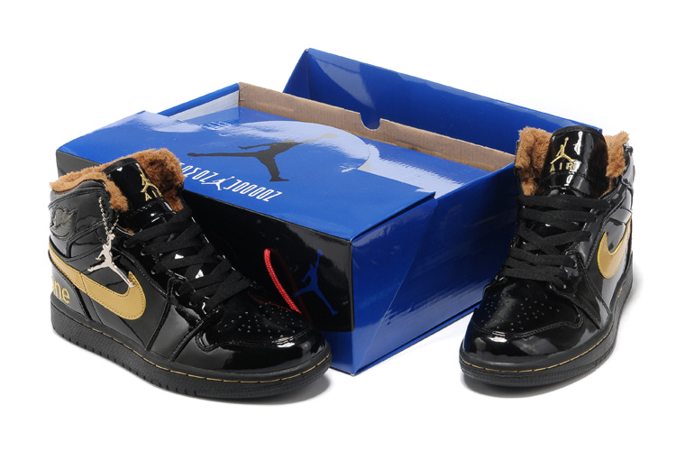 Hardcover Air Jordan 1 Wool All Black Shoes - Click Image to Close
