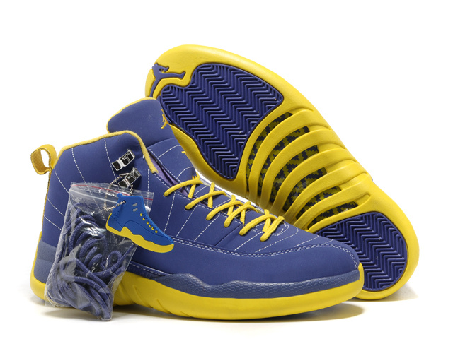 Hardcover Air Jordan 12 Blue Yellow Shoes