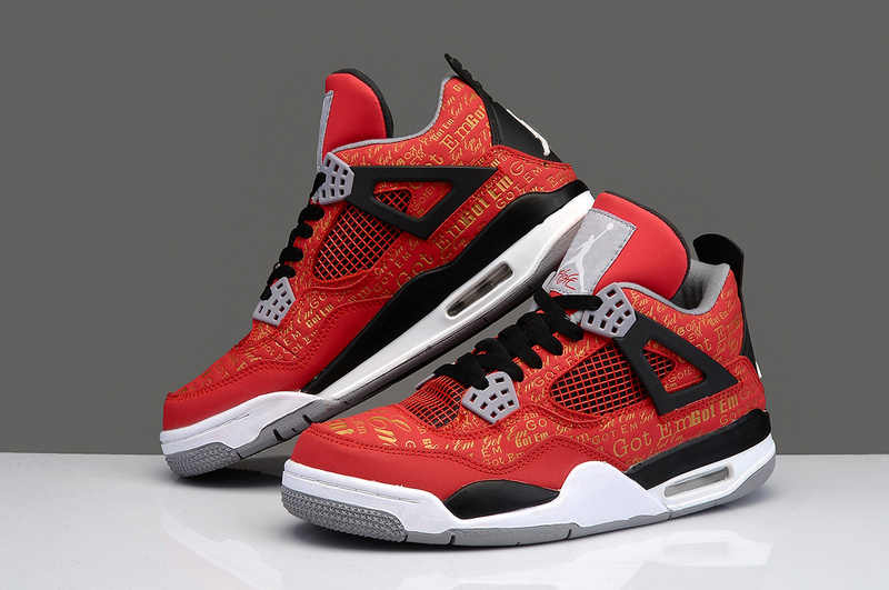 New Arrival Jordan 4 Limited Edition Super Bulls Red Black White Shoes