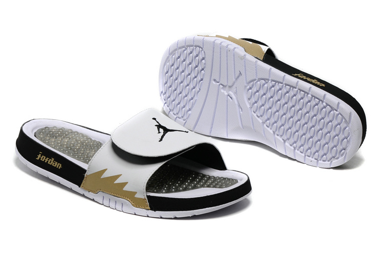 Jordan Hydro 5 Sandal White Black Gold Fire - Click Image to Close