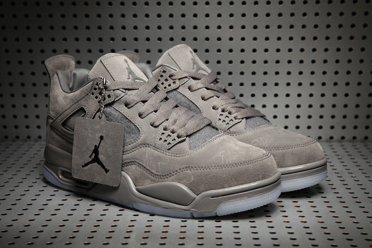 KAWS x Air Jordan 4 Grey Suede Shoes - Click Image to Close