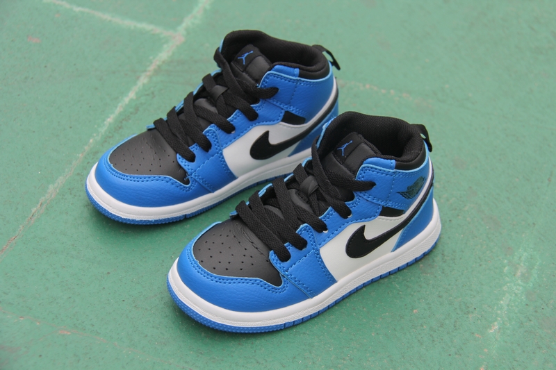 Kids' 2017 Air Jordan 1 Retro Blue Black White Shoes