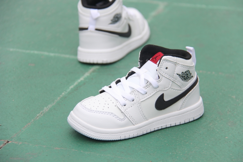 Kids' 2017 Air Jordan 1 Retro White Black Shoes