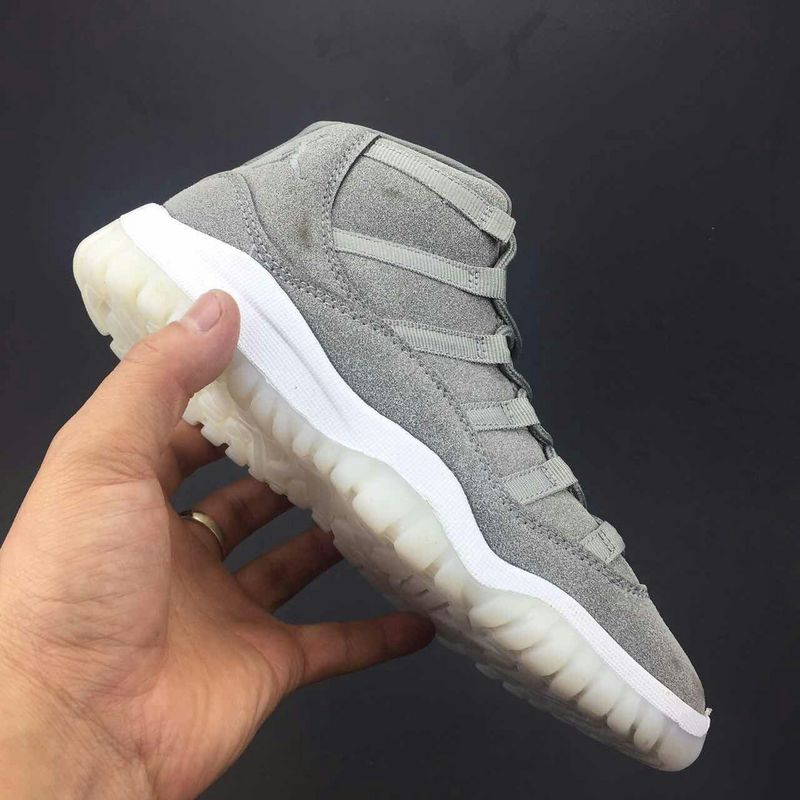 Kids Air Jordan 11 Grey Suede Shoes