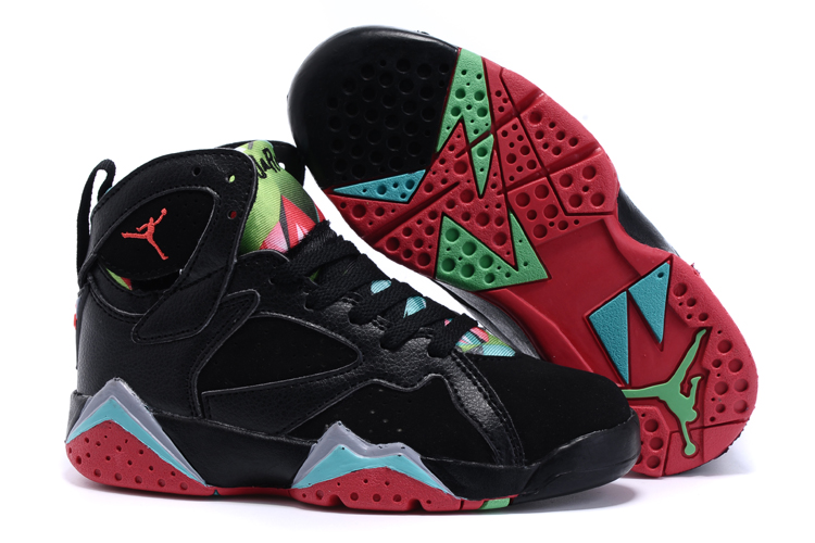 Kids Air Jordan 7 Black Light Red Shoes - Click Image to Close