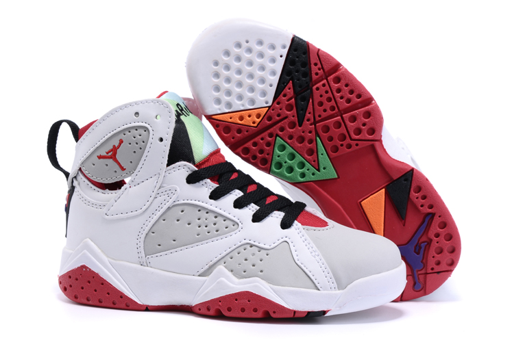 Kids Air Jordan 7 White Red Shoes - Click Image to Close