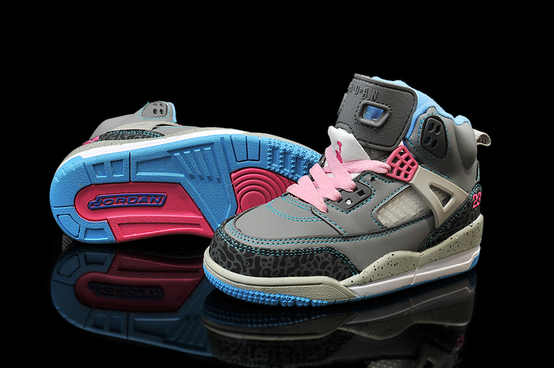 Kids Air Jordan Spizike 3.5 Grey Black Cement Pink Blue Shoes