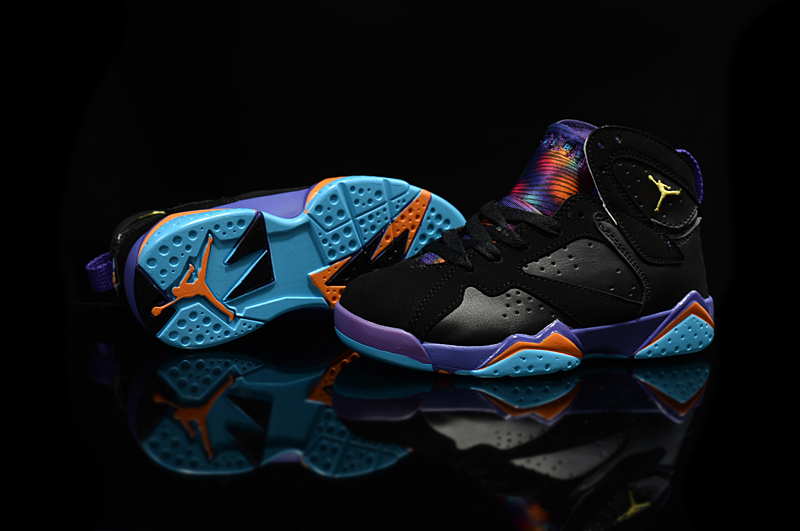 Kids Air jordan 7 Black Blue Red Shoes