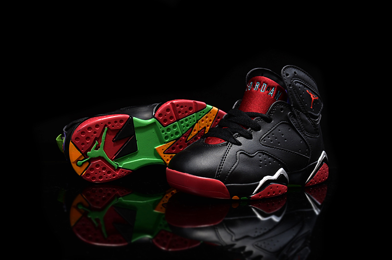 Kids Air jordan 7 Black Red Shoes