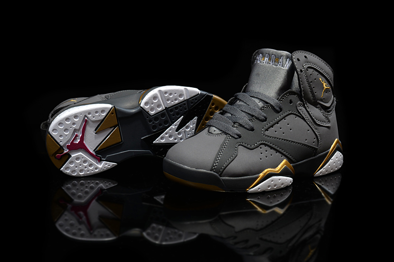 Kids Air jordan 7 Grey Black Shoes - Click Image to Close