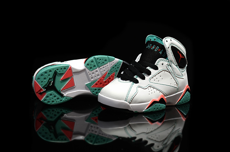 Kids Air jordan 7 white Green Red Shoes