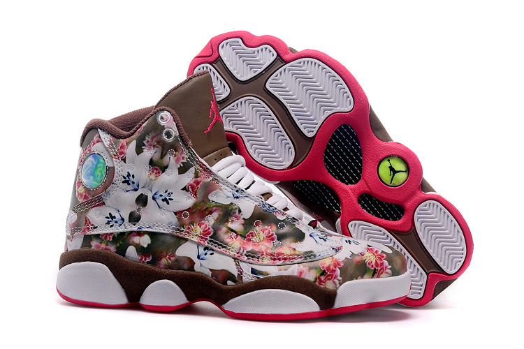 Kids Jordan 13 Black Flowers Basketball Shoes - Click Image to Close