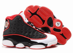 Kids Jordan 13 Black Red White Basketball Shoes - Click Image to Close