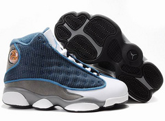 Kids Jordan 13 Blue White Grey Basketball Shoes