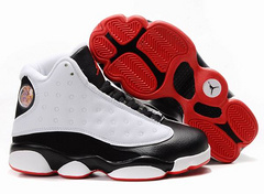 Kids Jordan 13 White Red Black Basketball Shoes