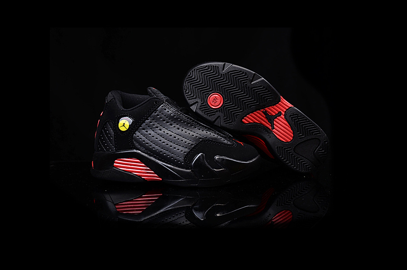 Kids Jordan 14 Final Shot Black Red Shoes