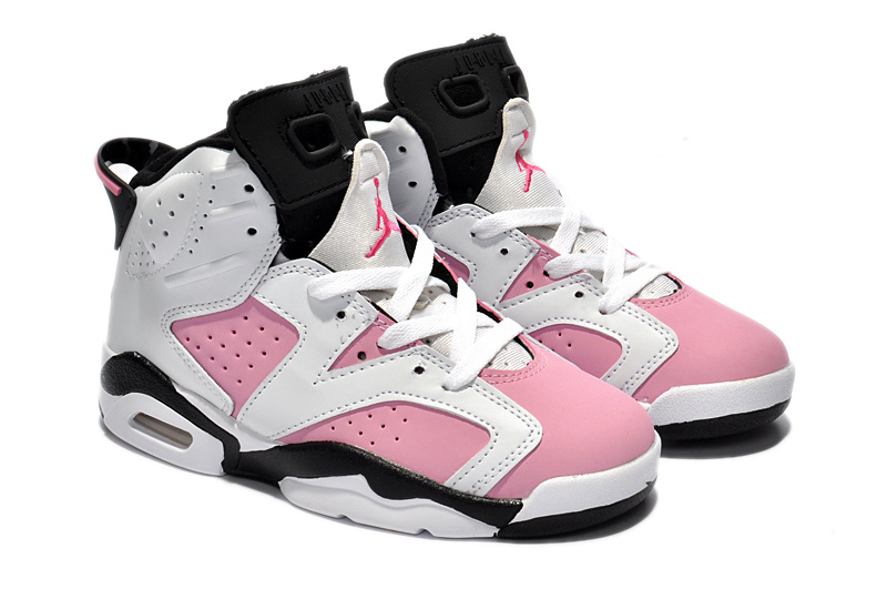 Kids Jordan 6 White Pink Basketball Shoes