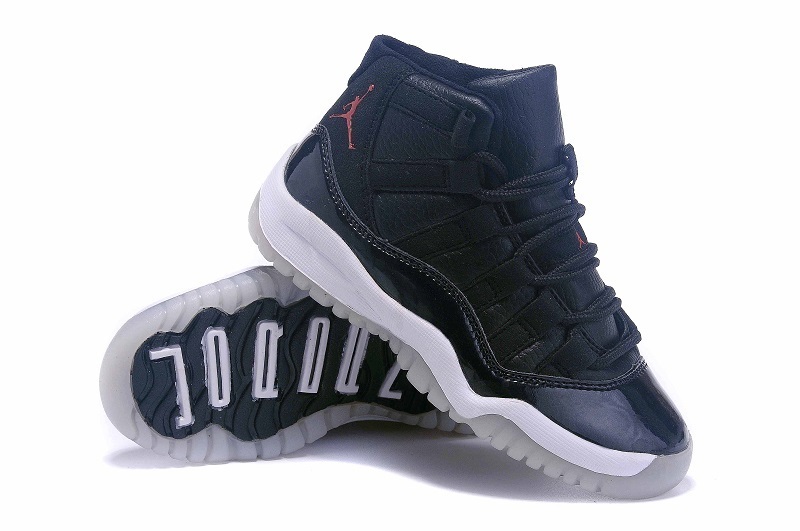 Kids New Jordan 11 Retro Black Red Shoes - Click Image to Close