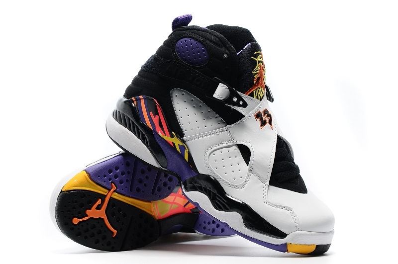 2015 Women Air Jordan 8 Retro White Black Yellow Shoes