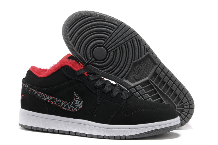 Low Air Jordan Retro 1 Wool Black White Grey Shoes