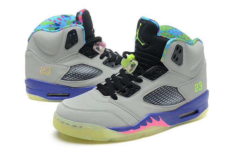 2013 Mandarin Duck Jordan 5 Midnight Edition Grey Black Purple Shoes